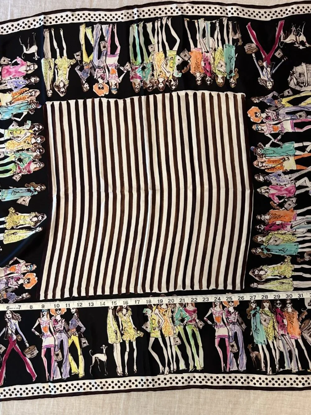 Rare Henri Bendel Silk Bendel Girls Scarf Izak Zenou Fashion Illustration Pouch